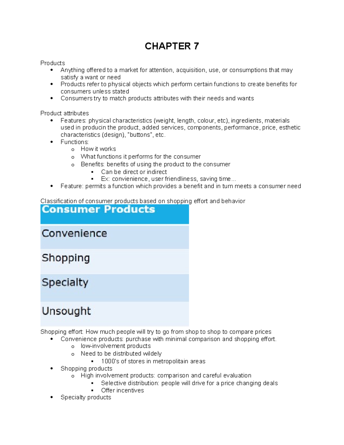 Chapter 7 Marketing I Notes COMM 223 - CHAPTER 7 Products Anything ...