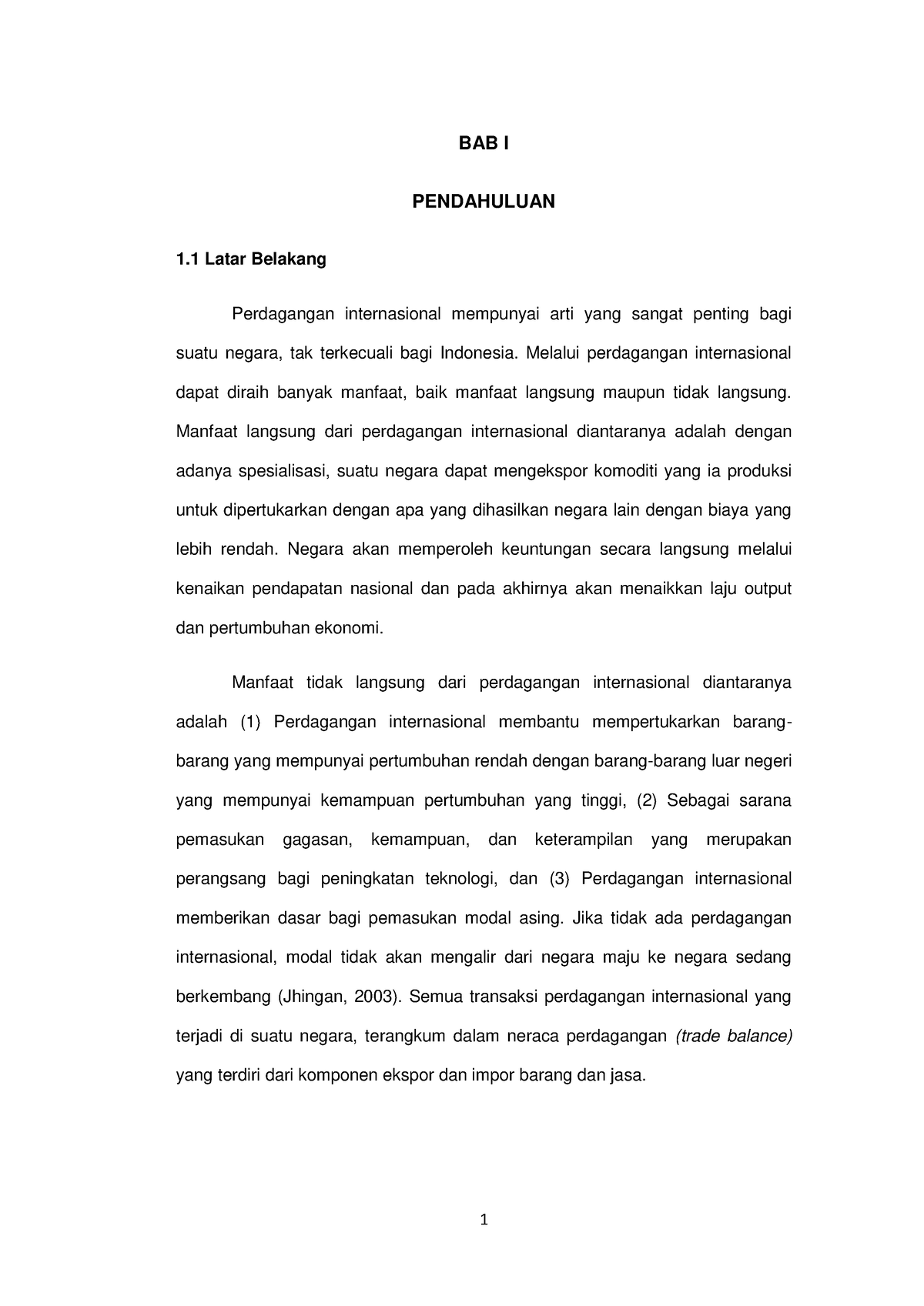 Analisis Perdagangan Internasional-1 - 1 BAB I PENDAHULUAN 1 Latar ...