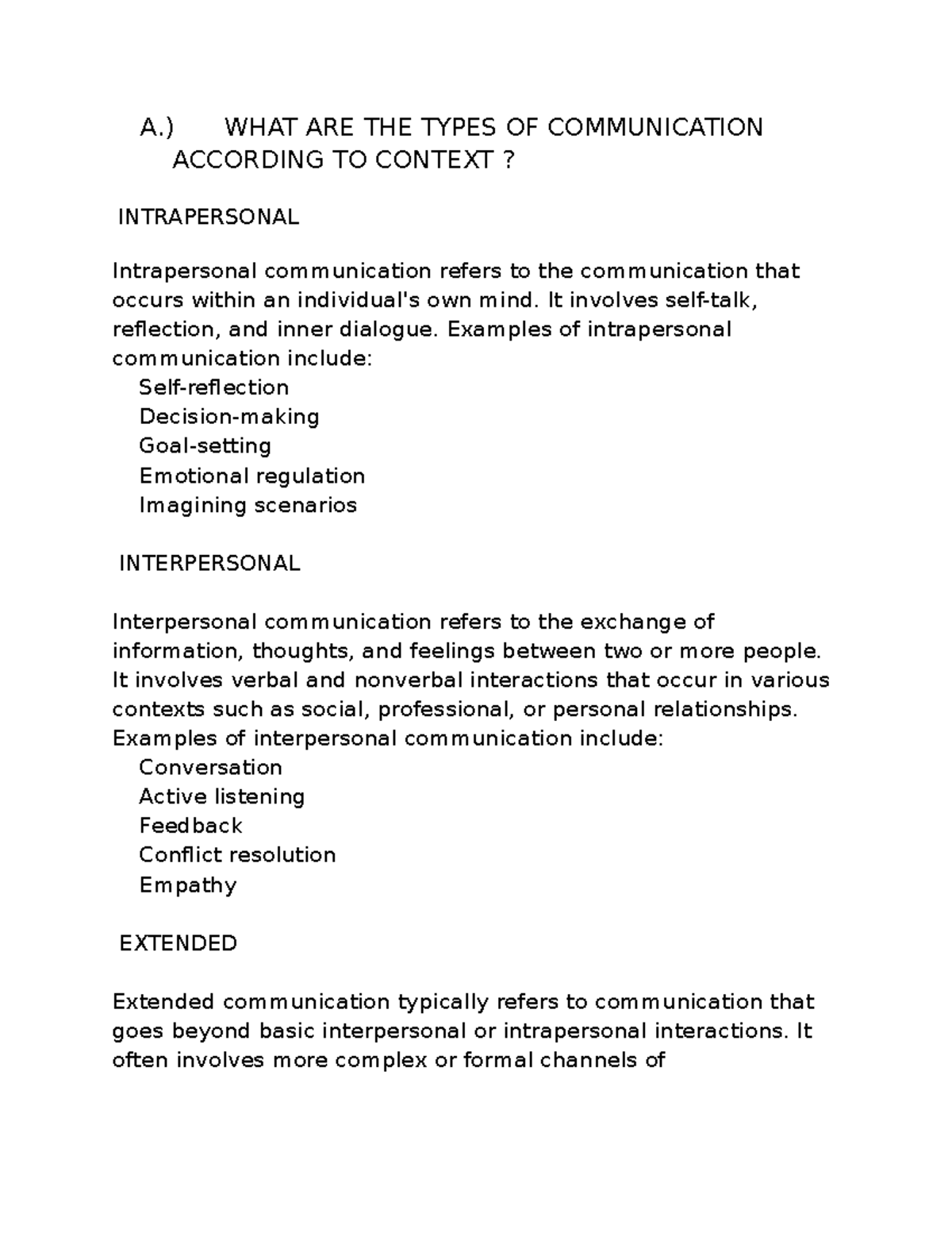 Purposive Communication A.) WHAT ARE THE TYPES OF COMMUNICATION