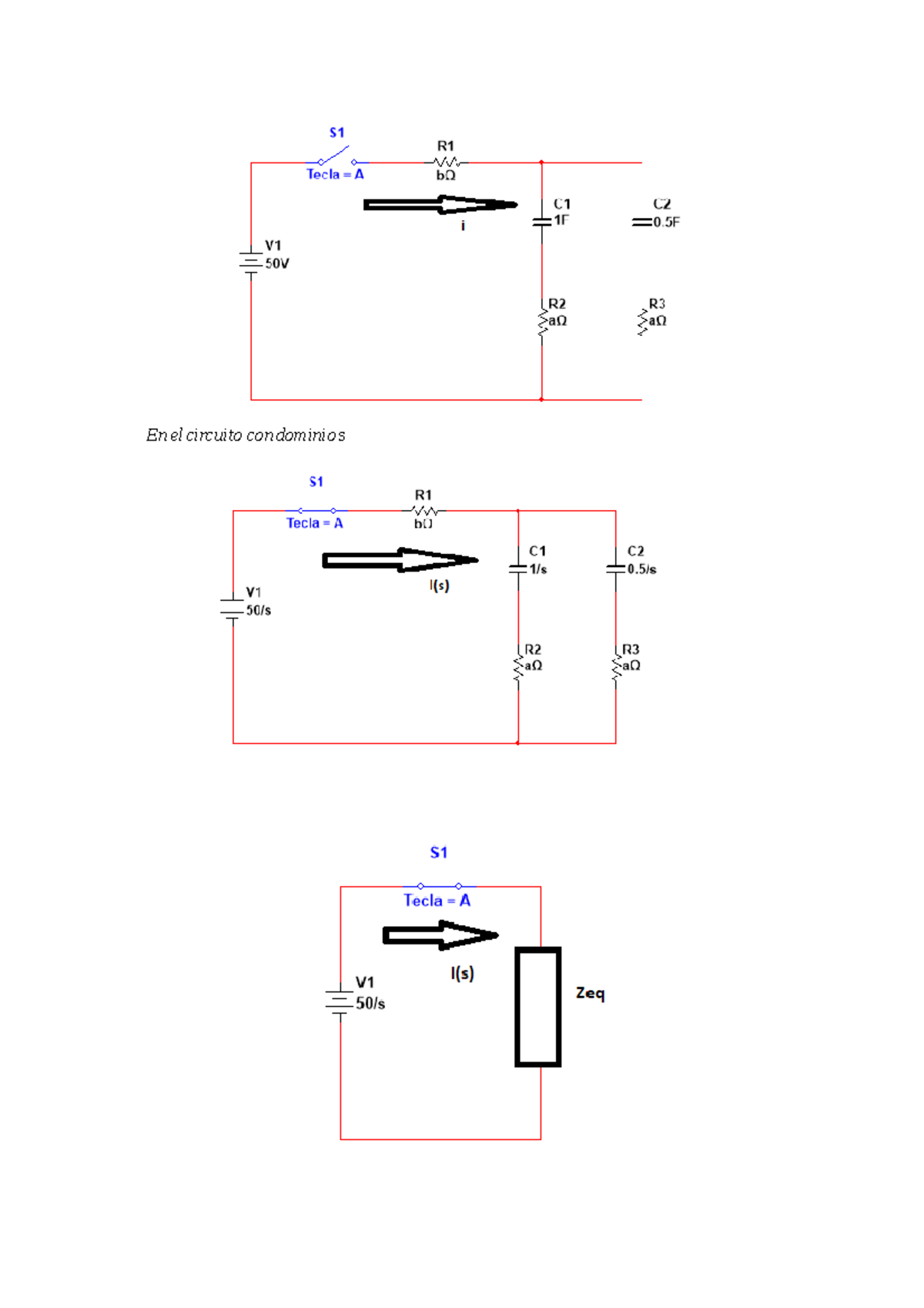 Ejercicio de RLC - Enelcircuitocondominios EnZeq: Zeq=b+ (a+ 1 s)( a+ 1 ...