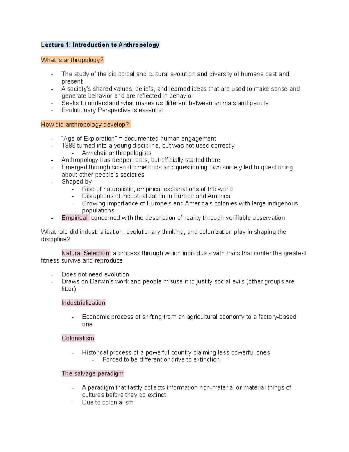 ANT 10CD Lectures 1-5 Notes Docx File - Lecture 1: Introduction to ...