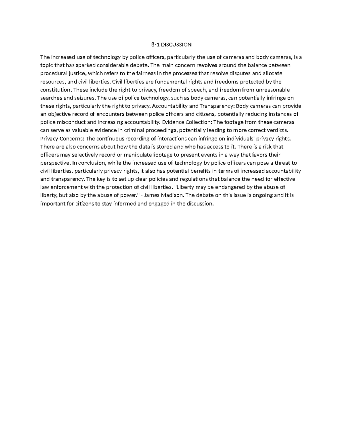 8-2 Discussion - bias information - 8-1 DISCUSSION The increased use of ...