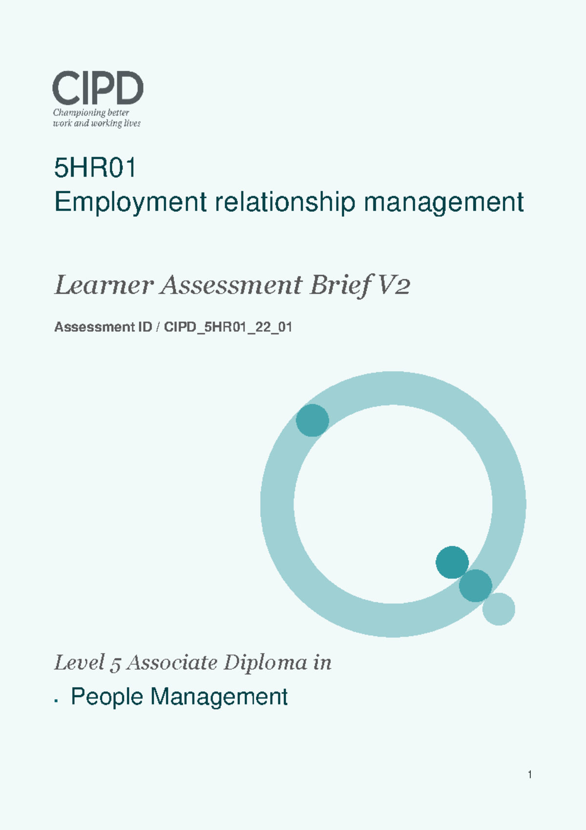 5HR01 Assessment Brief - 5HR 01 Employment relationship management ...