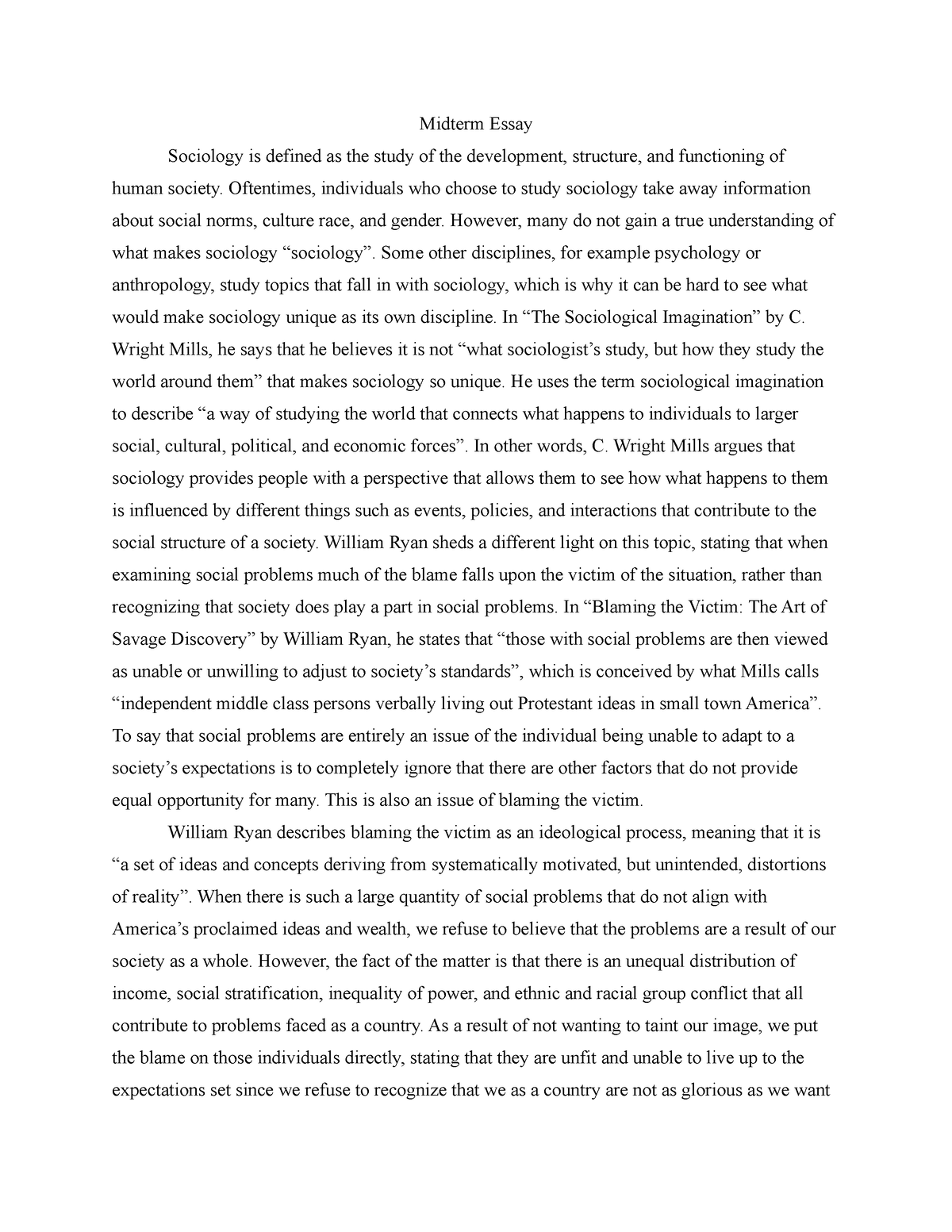 sociology essay format