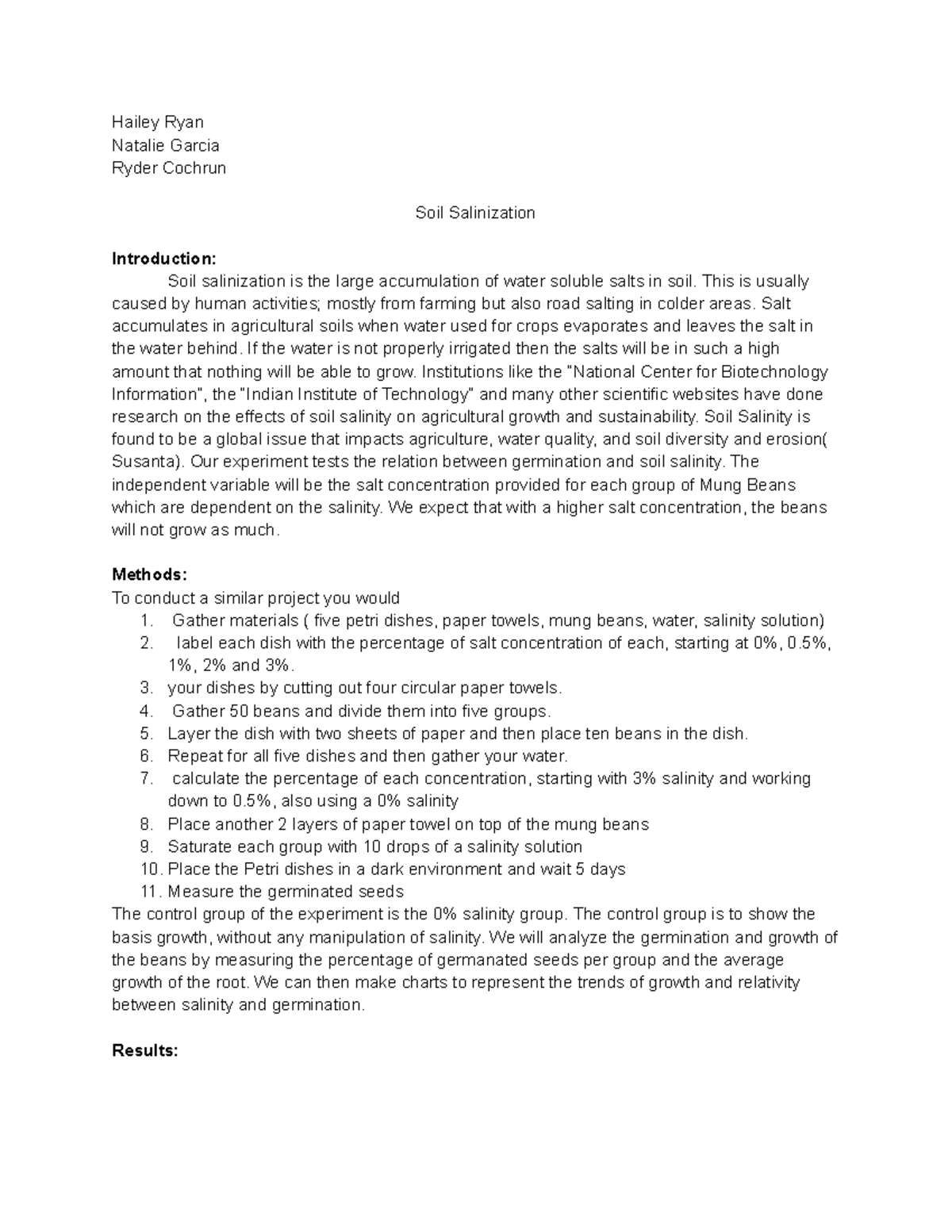 Soil Salinization - Hailey Ryan Natalie Garcia Ryder Cochrun Soil ...
