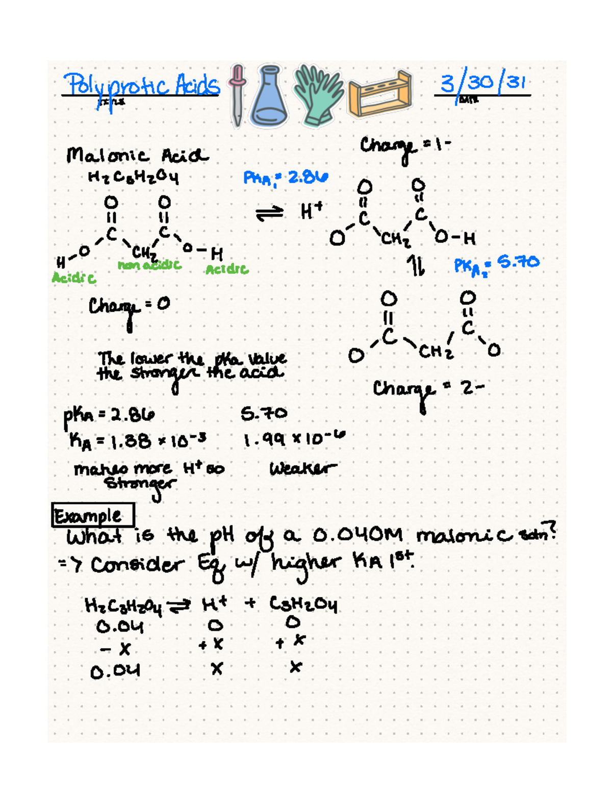 Polyprotic Acids - Class notes - PolyproticTITLE DATE Acids 3 30 31 ...