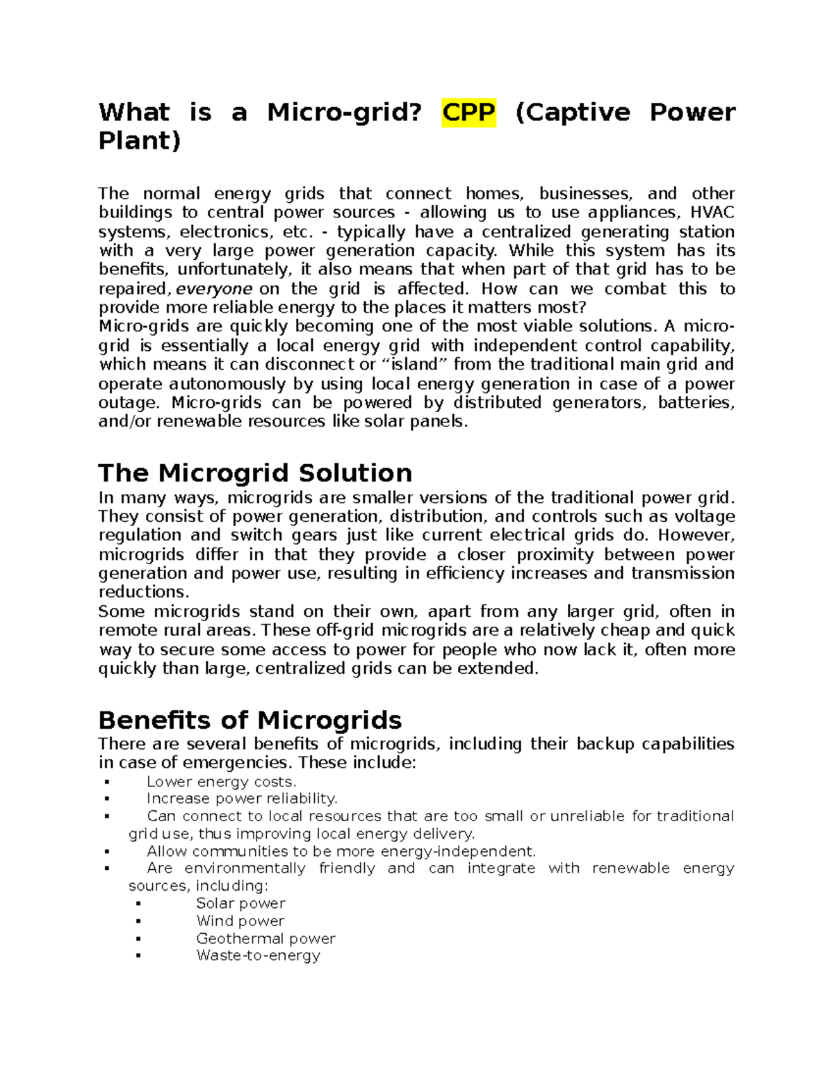 Micro Grids simpler notes for power system topics What is a Micro