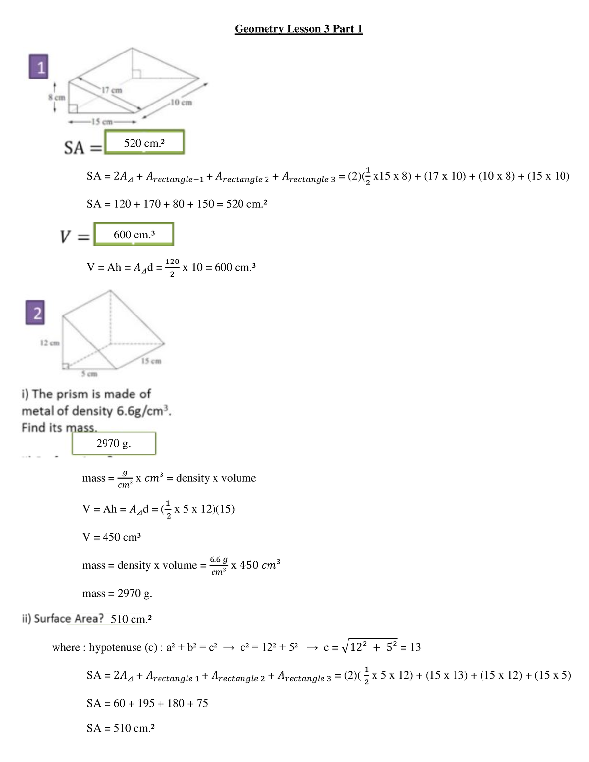 lesson 3 assignment geometry