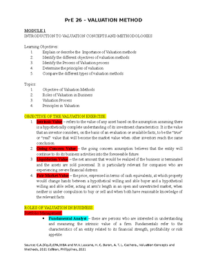 Module 4 - Earnings and Market Approach Valuation - Financial ...