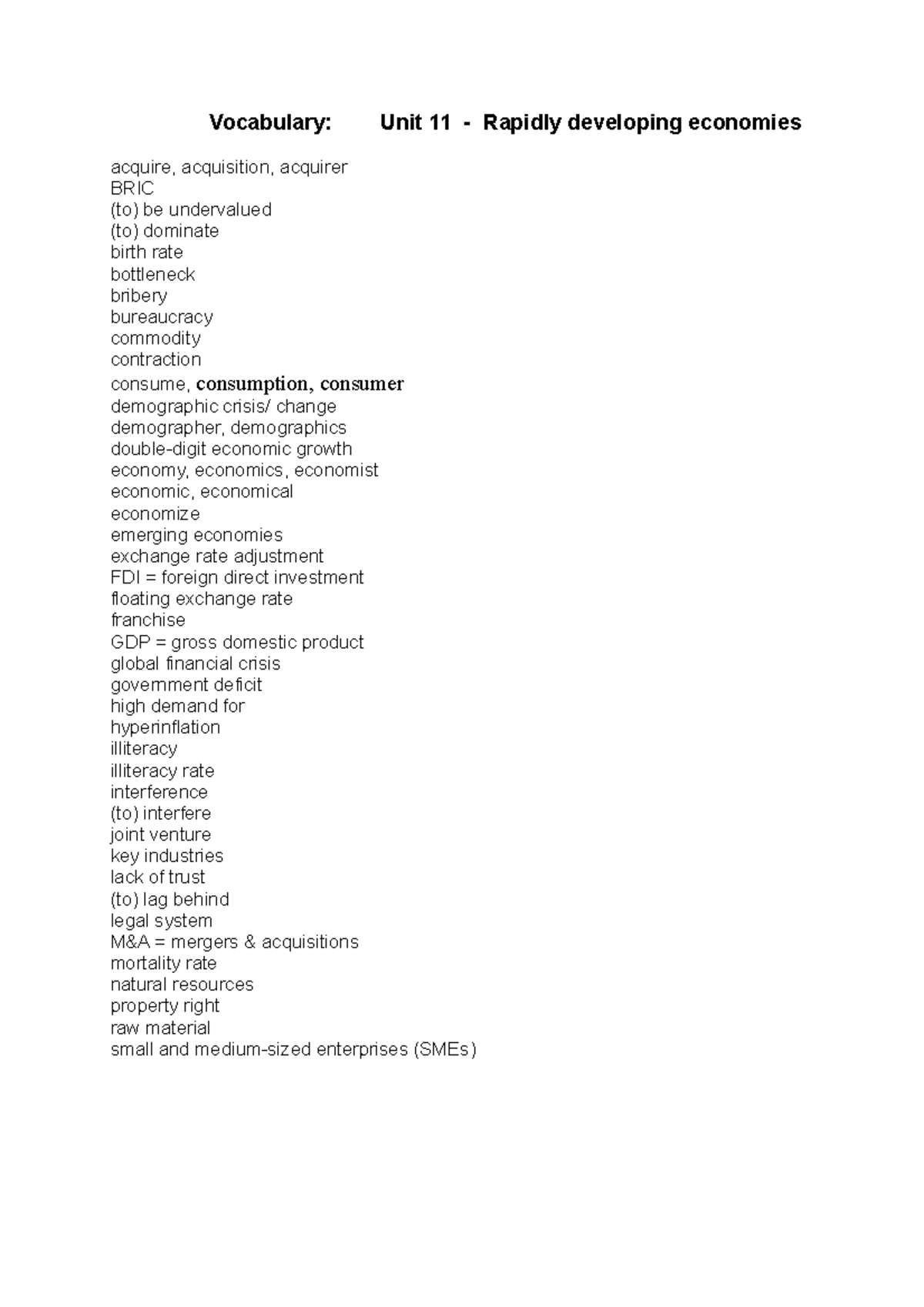 Vocab Unit 11 Level C Answers