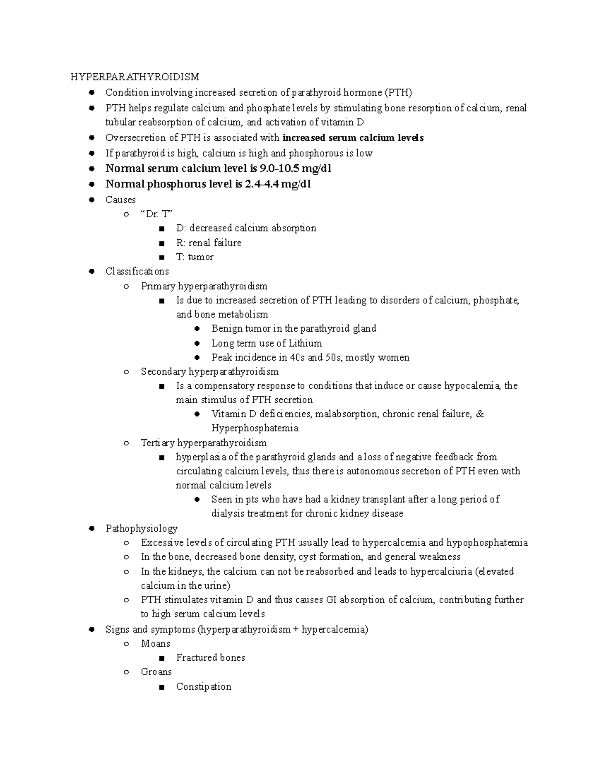 Hyperparathyroidism - study guide - HYPERPARATHYROIDISM Condition ...