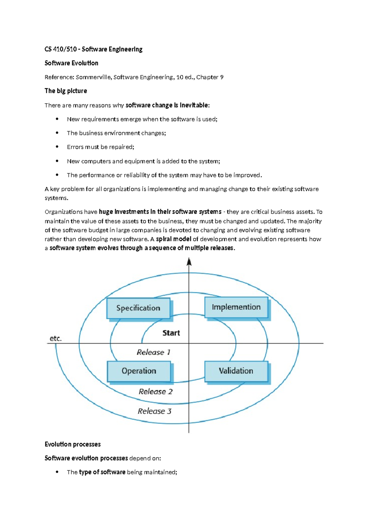 Notes 3705 - Softyware Evolution chapter9 - CS 410/510 - Software ...