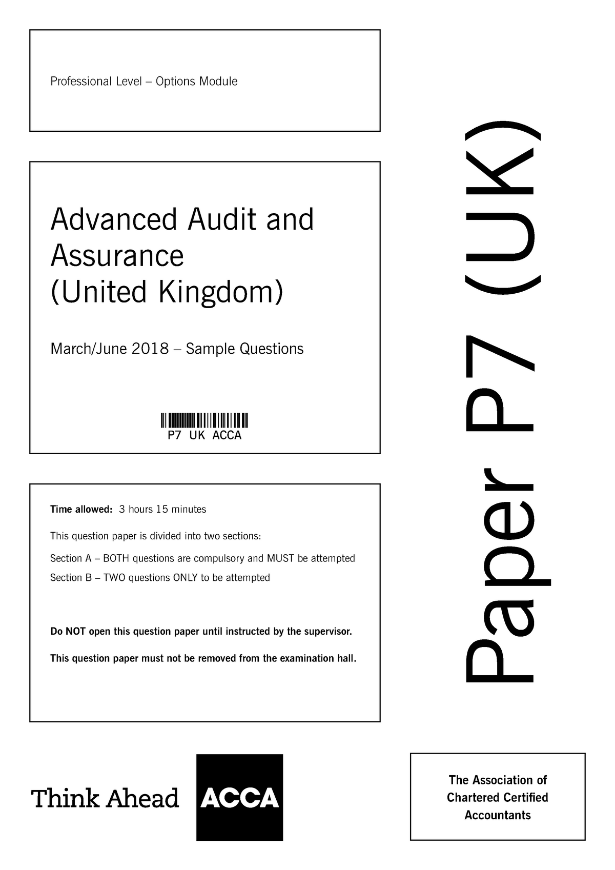 Exam 13 June 2018, questions - Advanced Audit and Assurance (United ...