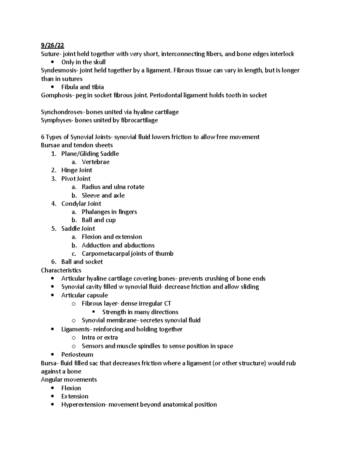 Anatomy In Class 9 - Chapter 8 And 11 Notes. Professor Schneider - 9/26 ...