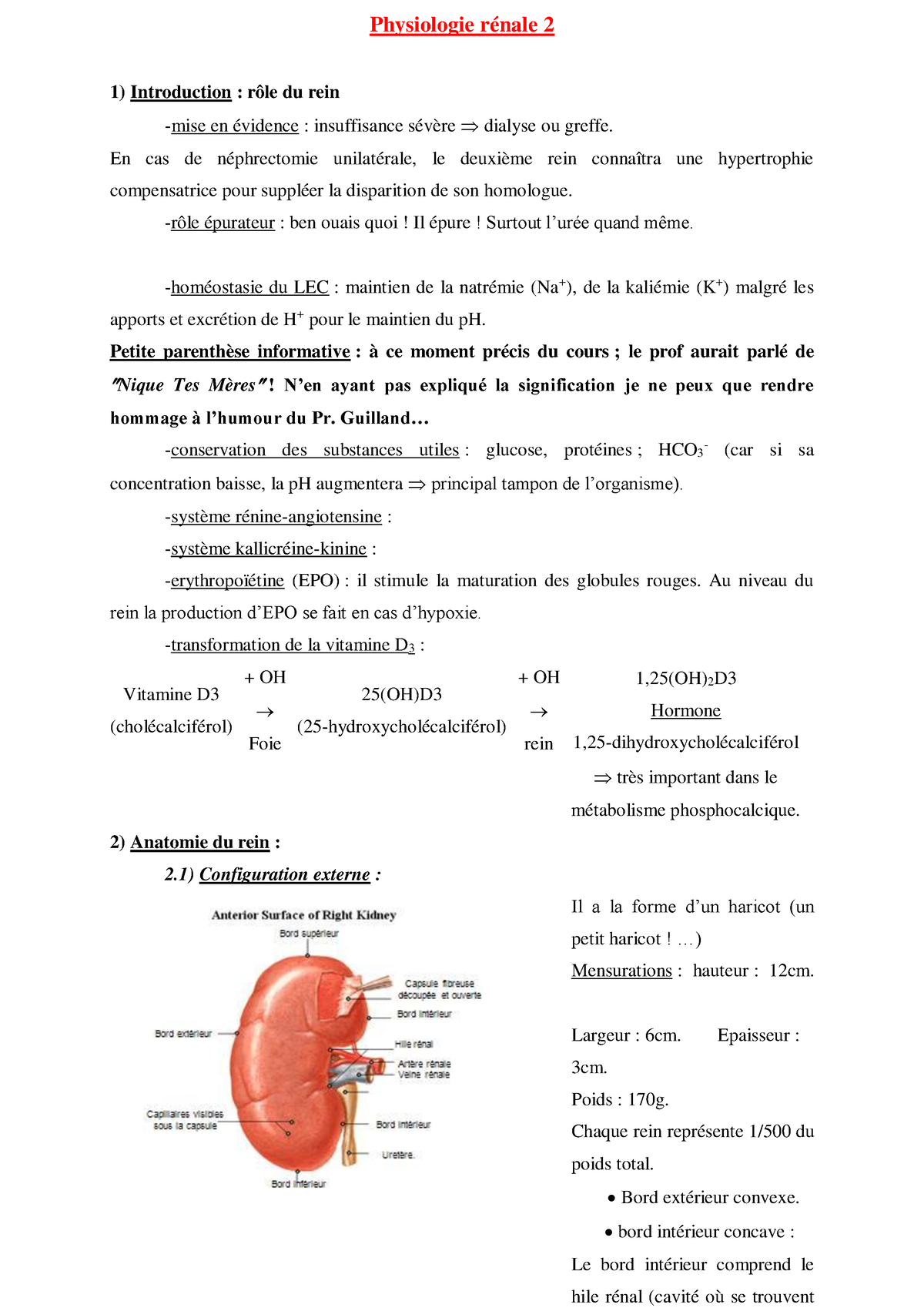 Physiologie Renale 2 - Soins-Infirmiers - Physiologie Rénale 2 ...