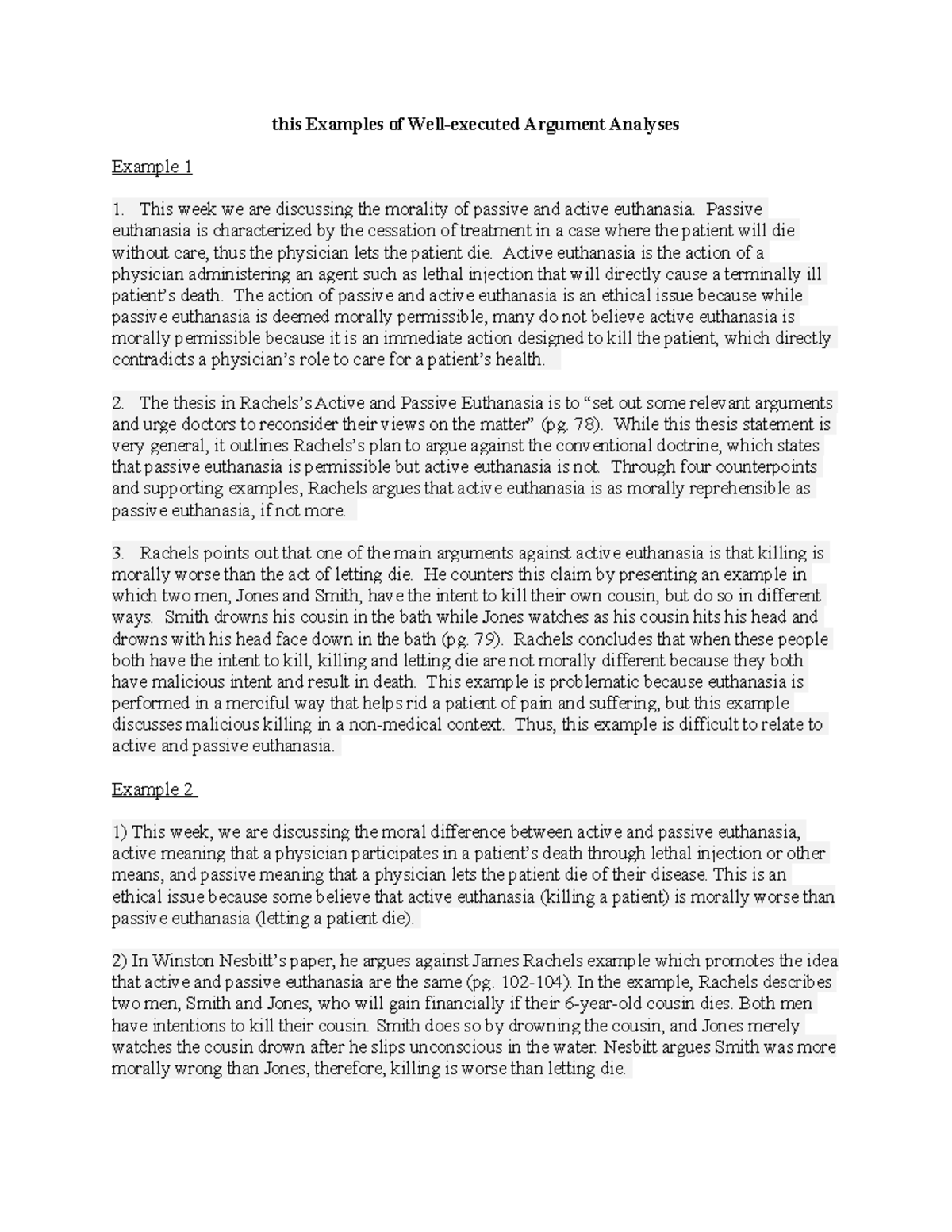 Examples of Argument Analyses - this Examples of Well-executed Argument ...