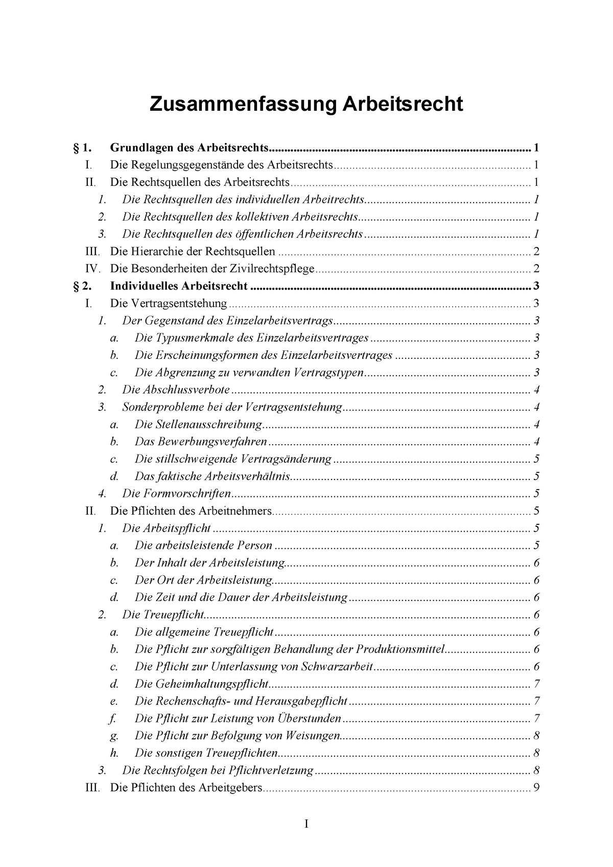 Zusammenfassung Arbeitsrecht - Grundlagen Des - Studocu