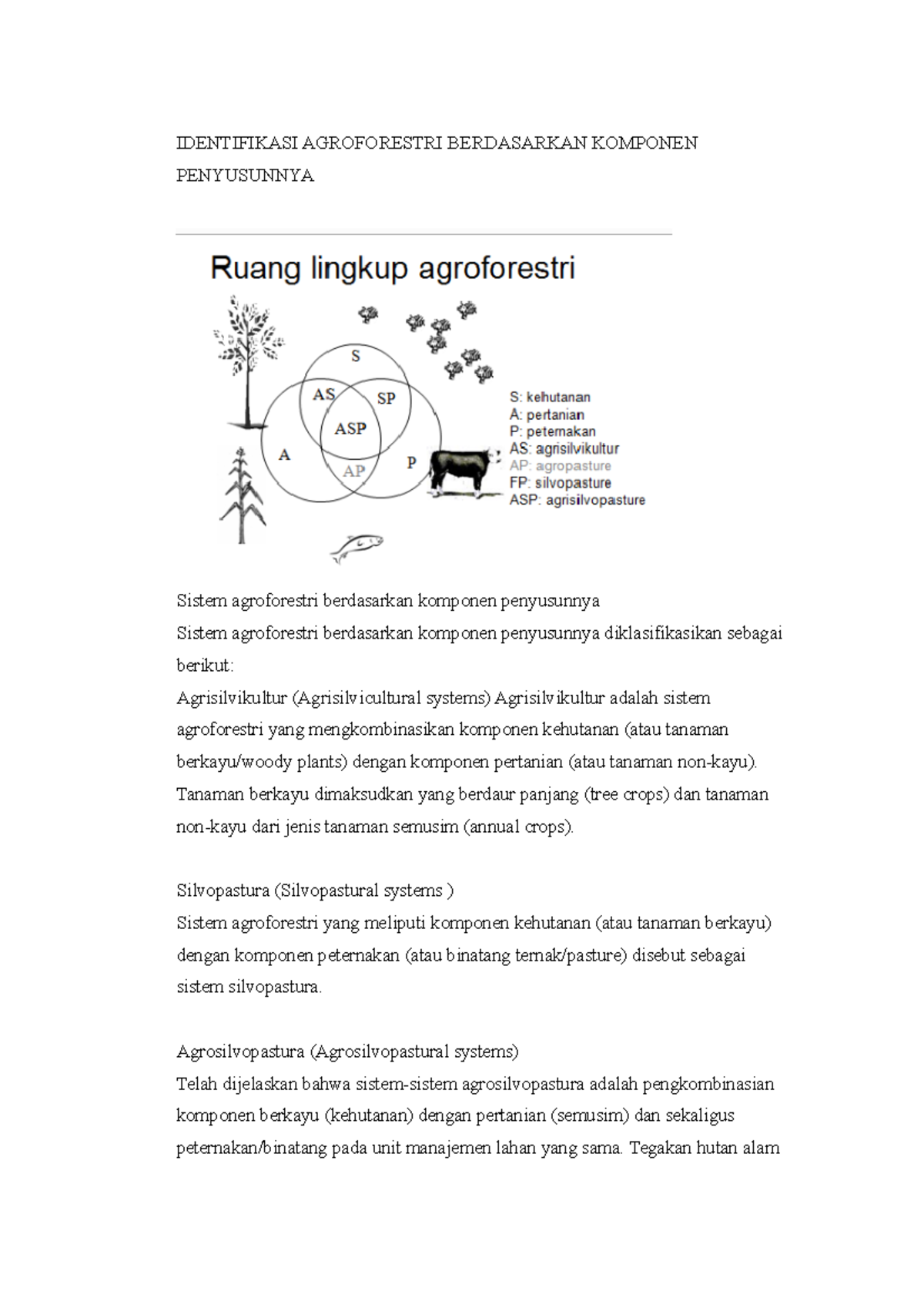 Identifikasi Agroforestri Berdasarkan Komponen Penyusunnya ...