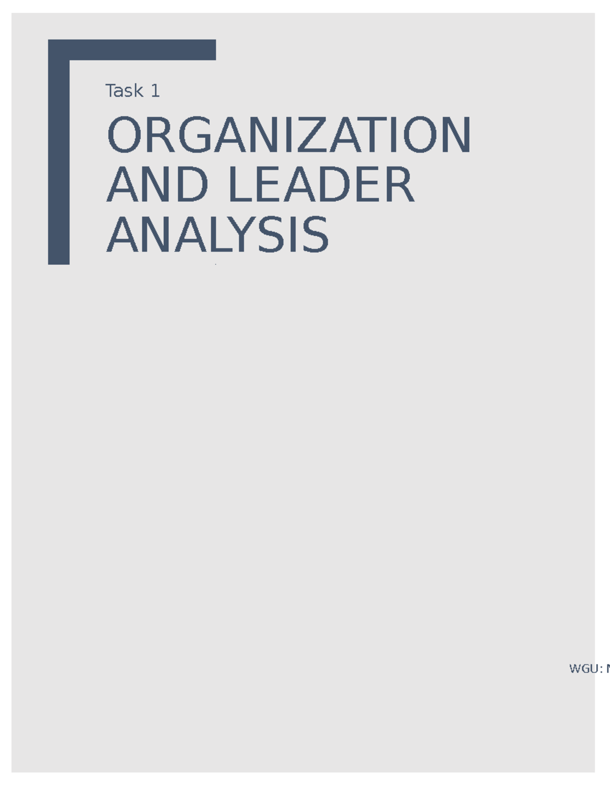 C200 Task 1 - Organization And Leader Analysis - Task 1 ORGANIZATION ...