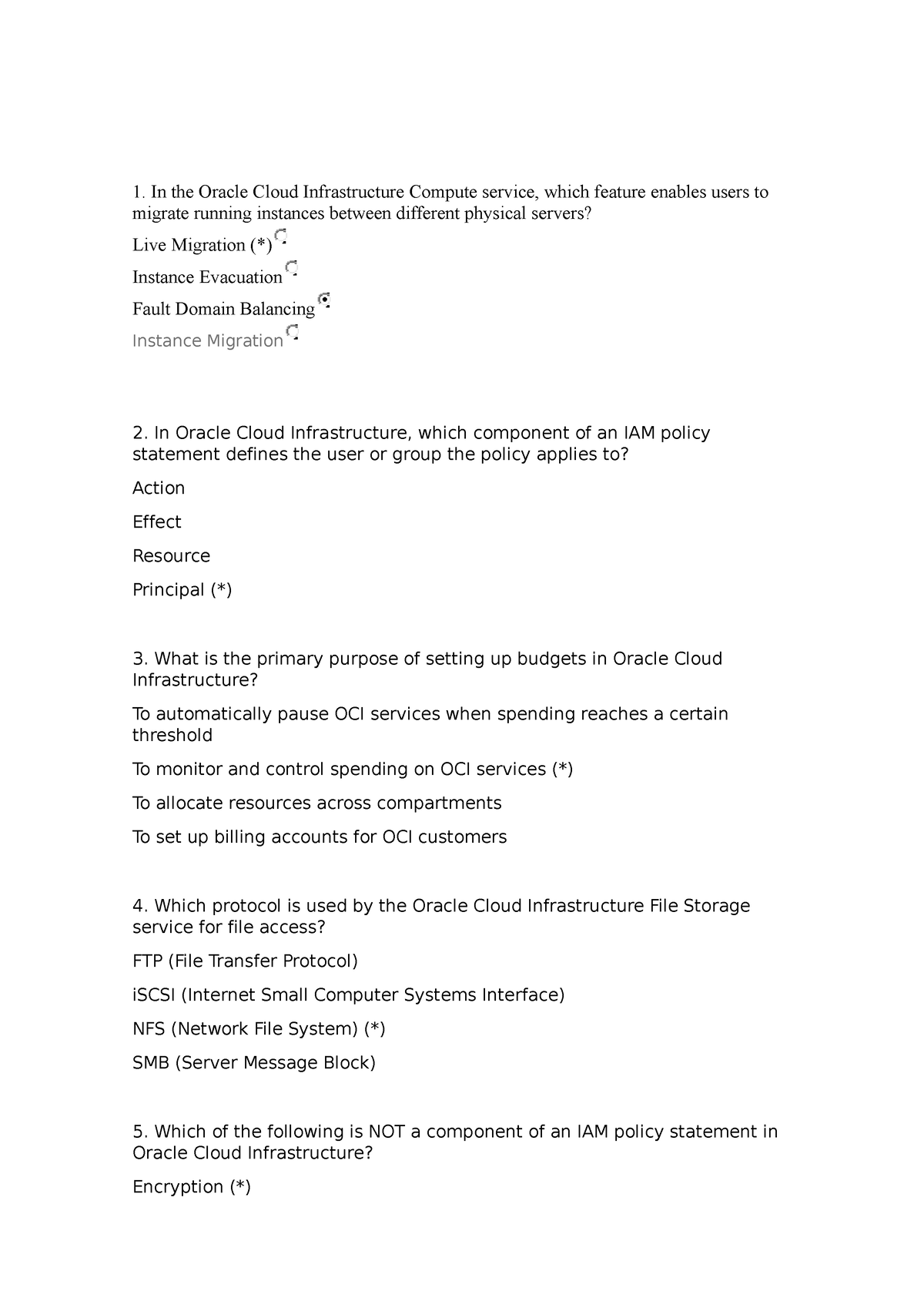 Examen - nuevo - 1. In the Oracle Cloud Infrastructure Compute service ...