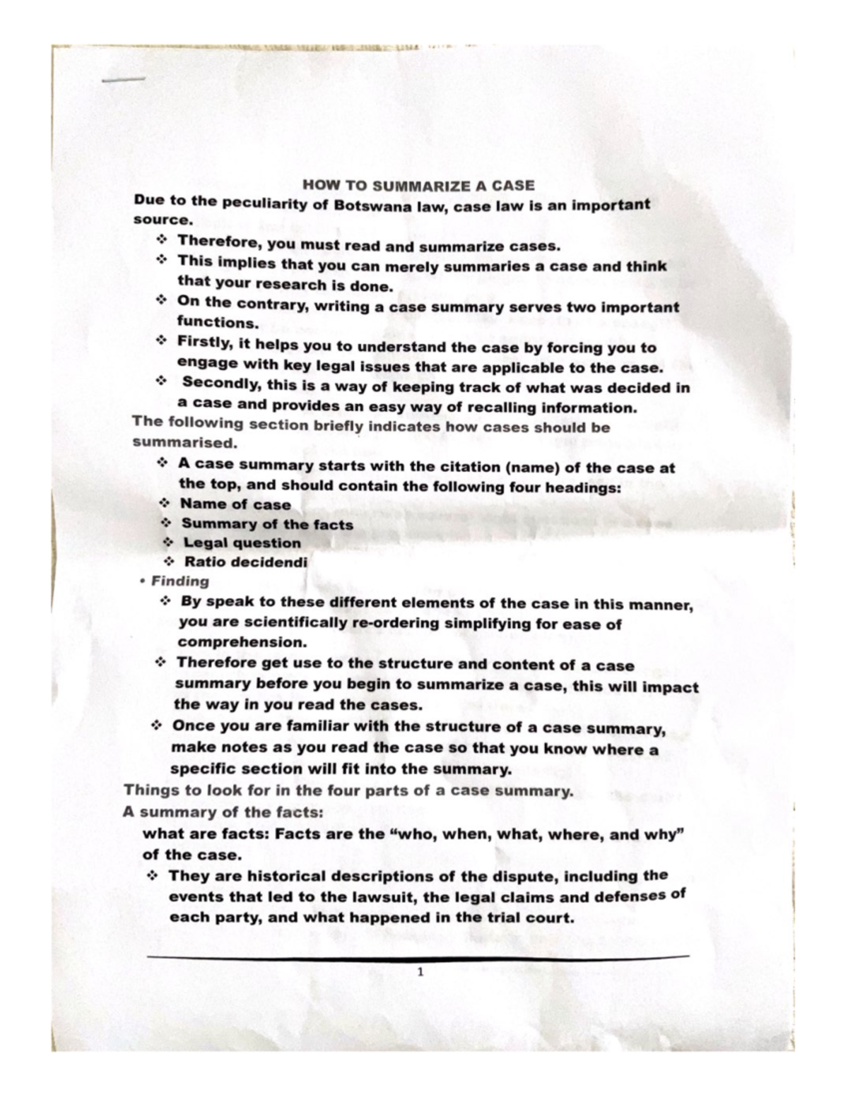 HOW TO Summarize A CASE - Summary Foundations of Engineering Law - Studocu
