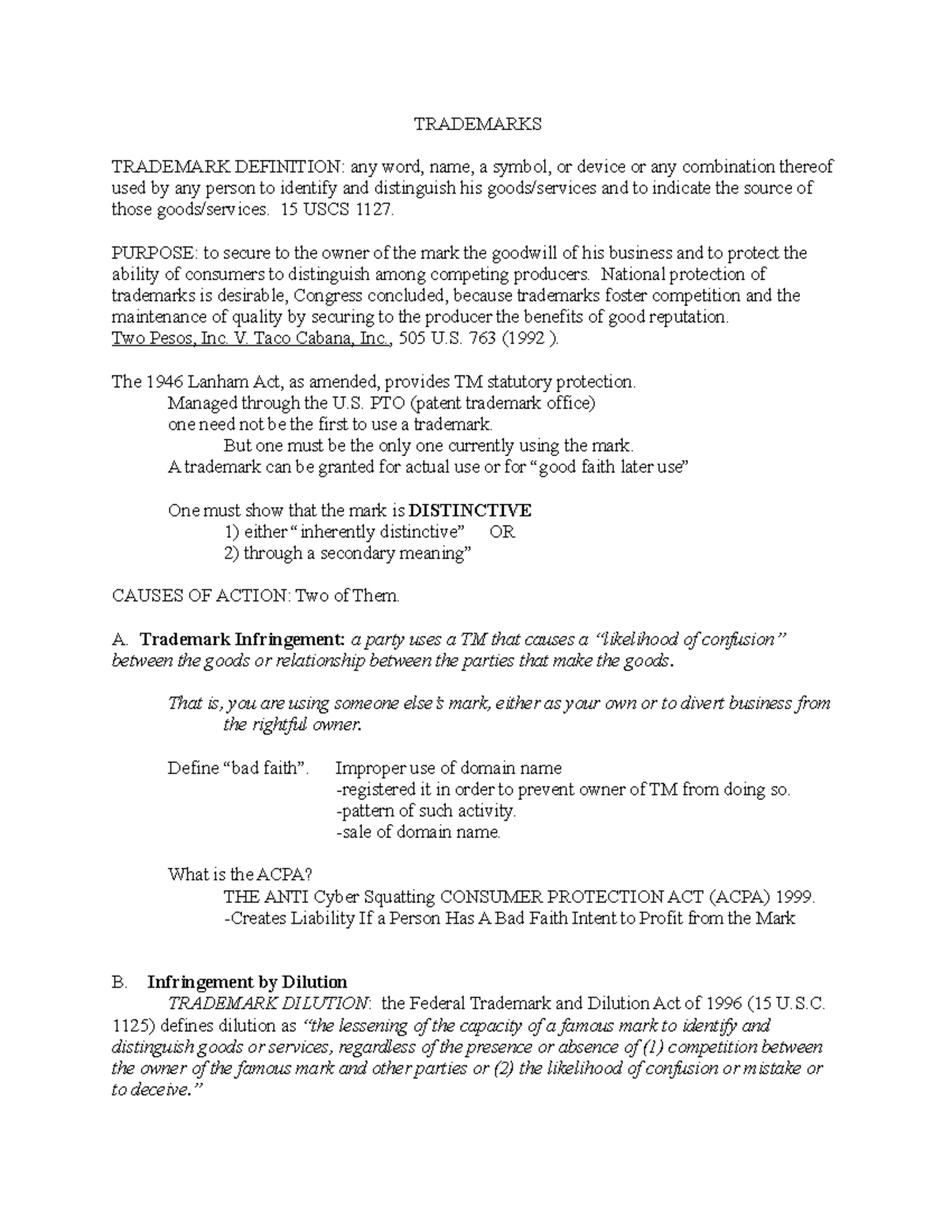 Chapter 3 Trademark En 660 311 01 Law And The Internet Studocu
