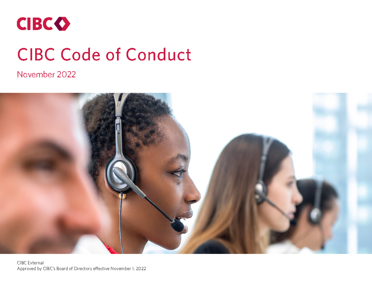 Code of conduct en - CIBC Code of Conduct November 2022 CIBC External ...