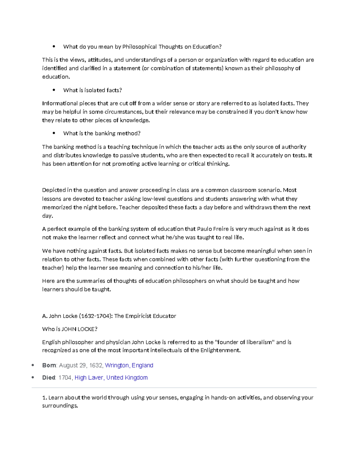 Report Script - What do you mean by Philosophical Thoughts on Education ...