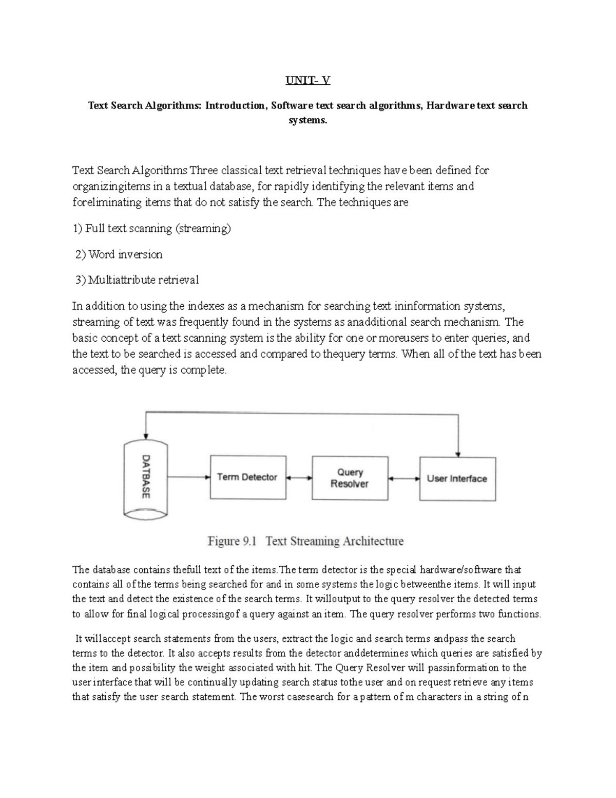 UNIT V IRS - nothing - UNIT- V Text Search Algorithms: Introduction ...