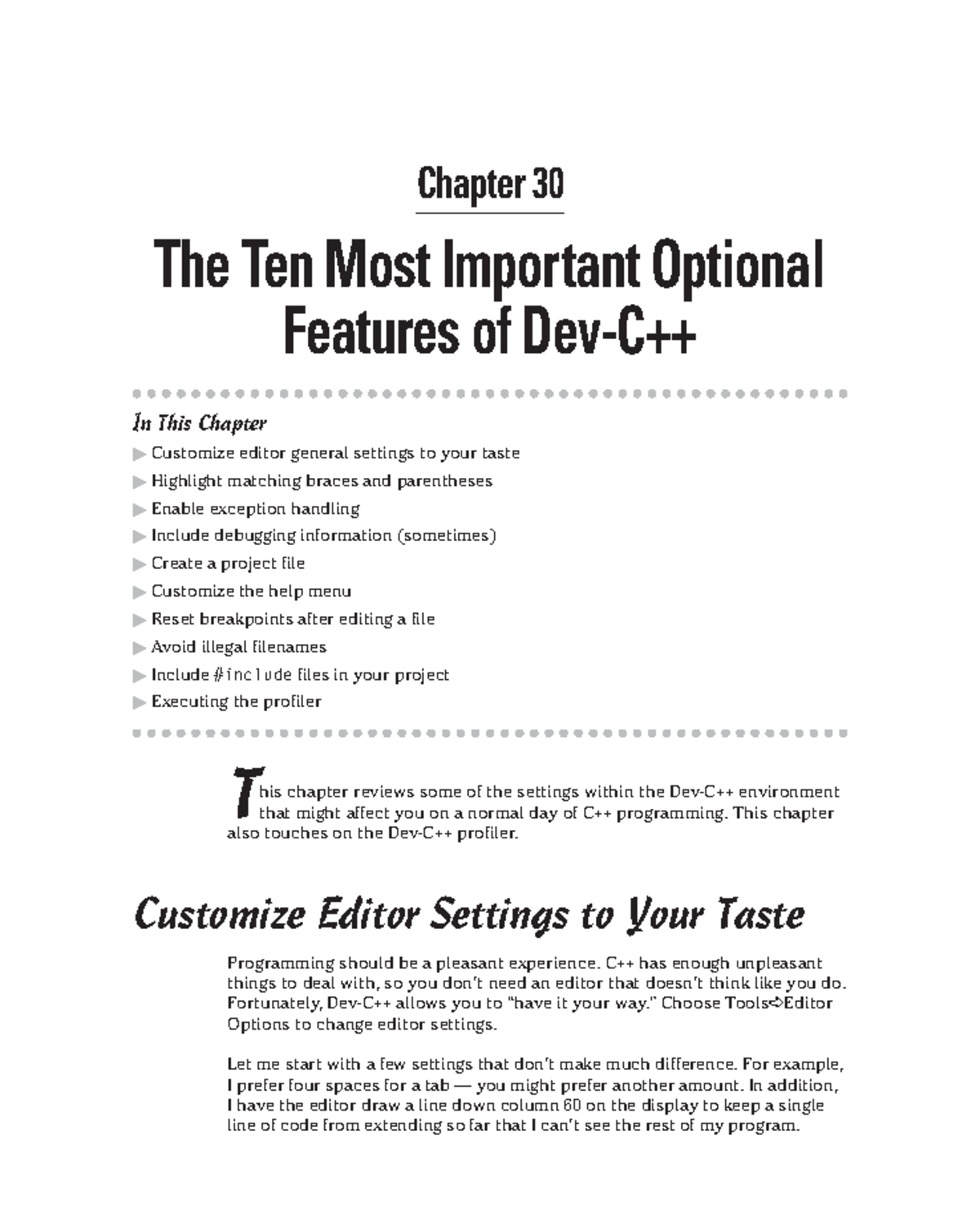 Chapter 30 - The Ten Most Important Optional Features of Dev-C++ ...