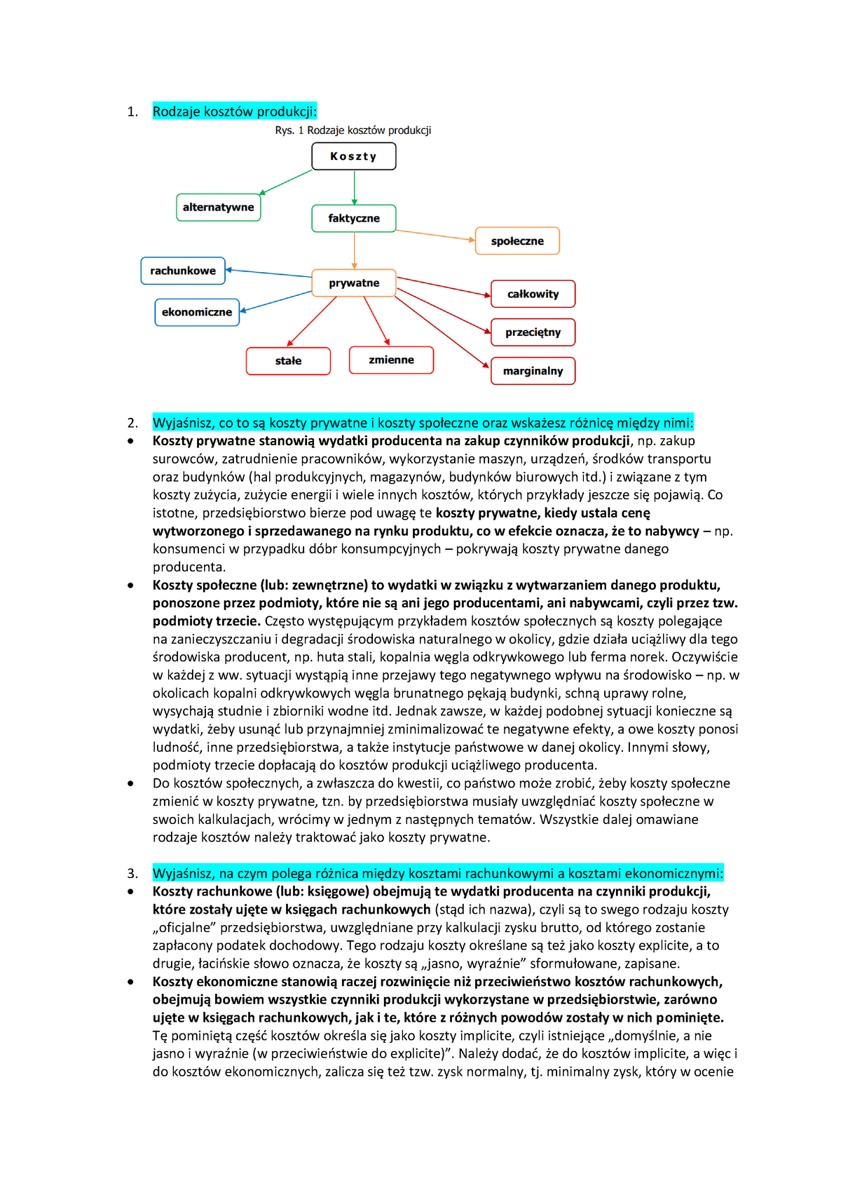 Dokument 4 - Notatki Z Wykładu Koszty Produkcji. - Rodzaje Kosztów ...