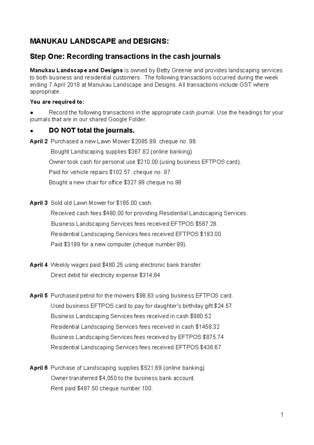2 - Transactions and Bank Statement - Google Docs - - Studocu