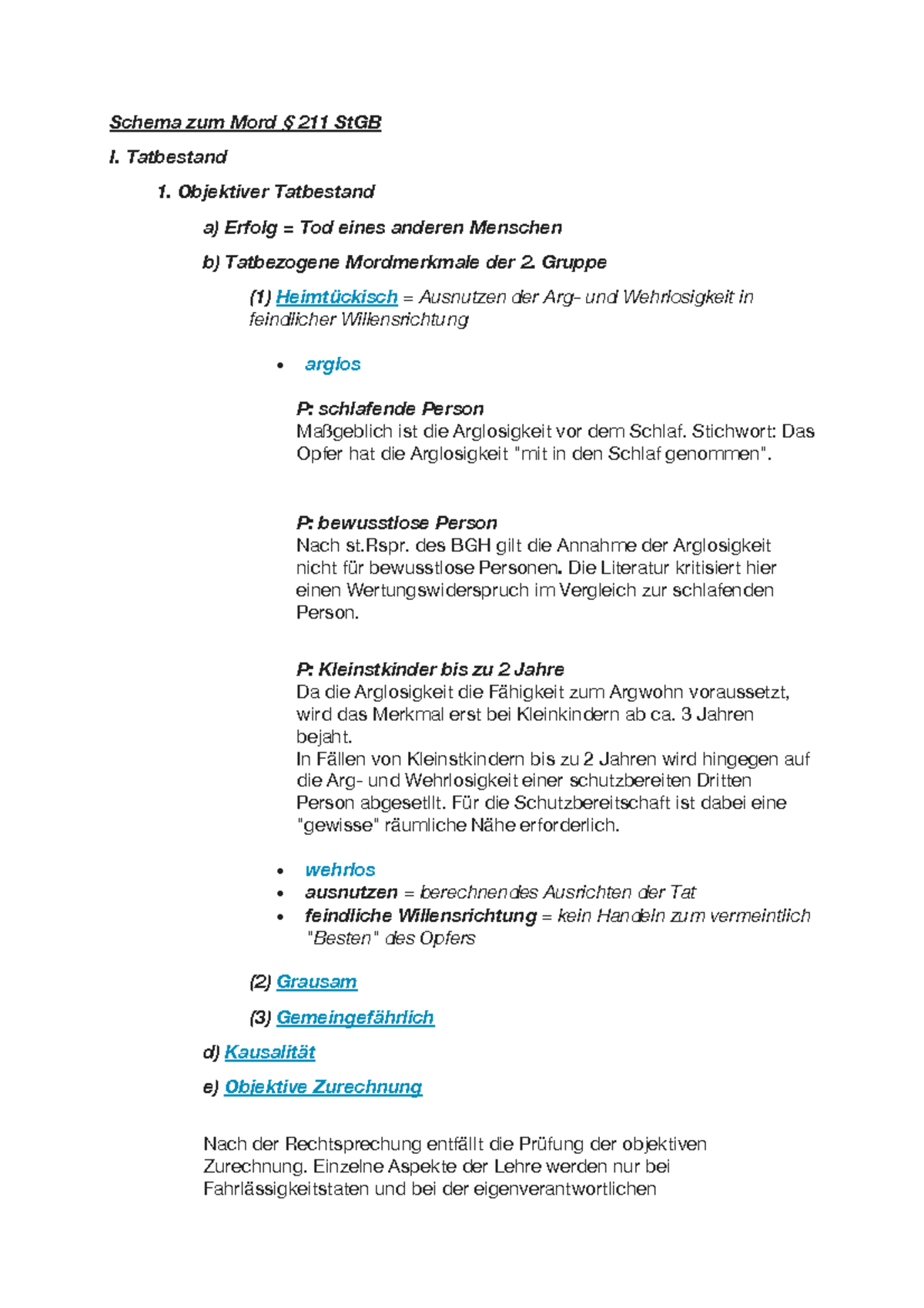 Schema Zum Mord Stgb , Schema zum Raub/ Räuberischer Diebstahl mit ...