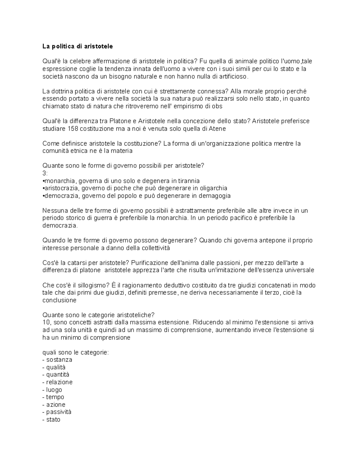 La politica di aristotele La politica di aristotele Qual'è la celebre