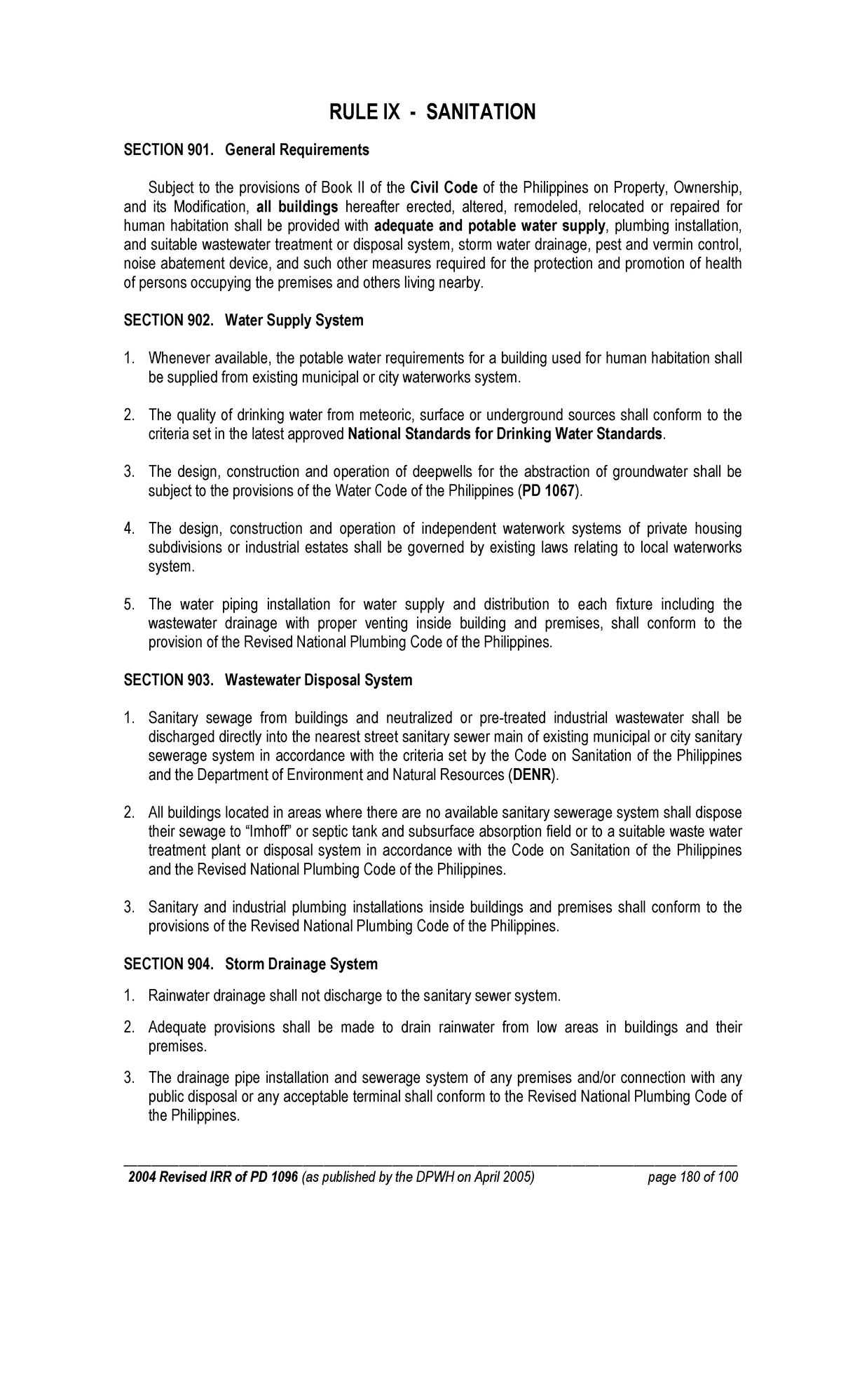 PD 1096 - RULE 9 Sanitation - 2004 Revised IRR of PD 1096 (as published ...