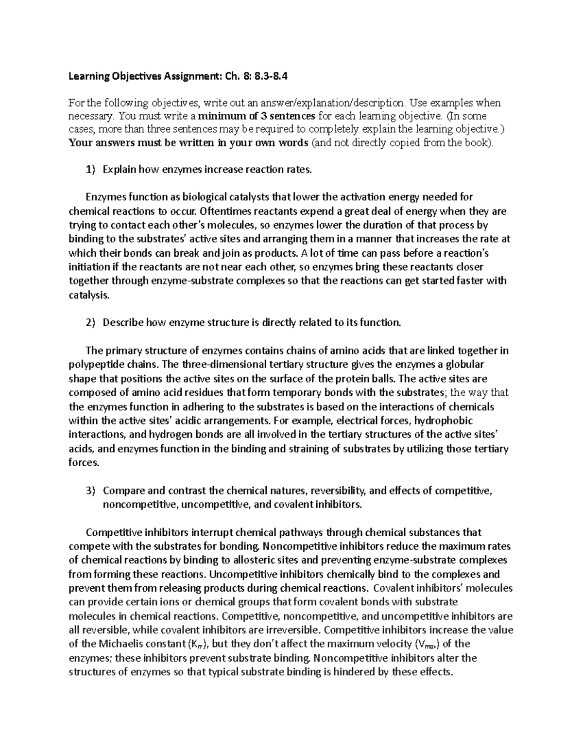 8BLOA - A general review guide - Learning Objectives Assignment: Ch. 8: ...