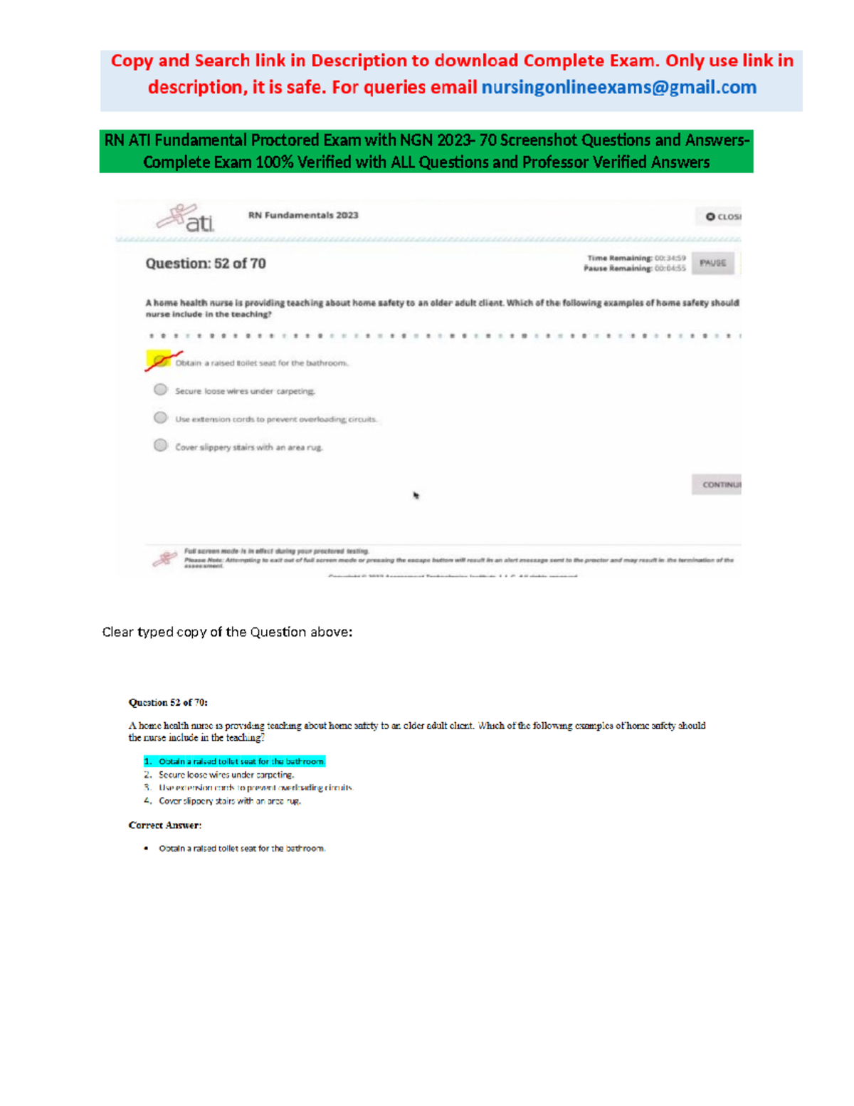 RN ATI Fundamental Proctored Exam with NGN 2023- 70 Screenshot ...