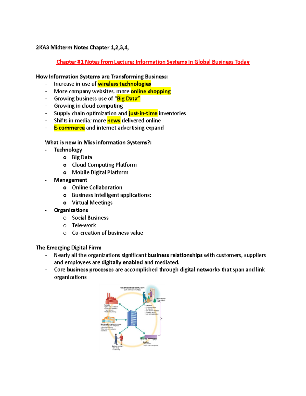 Information Systems Chapter 1-4 Notes - 2KA3 Midterm Notes Chapter 1,2 ...