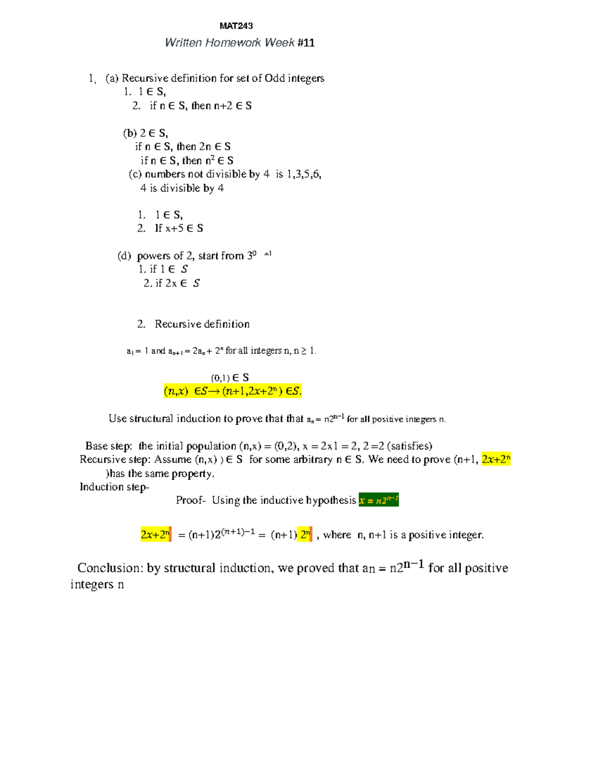 Lecture 3 1 a Recursive Definition For Set Of Odd Integers 1 1 