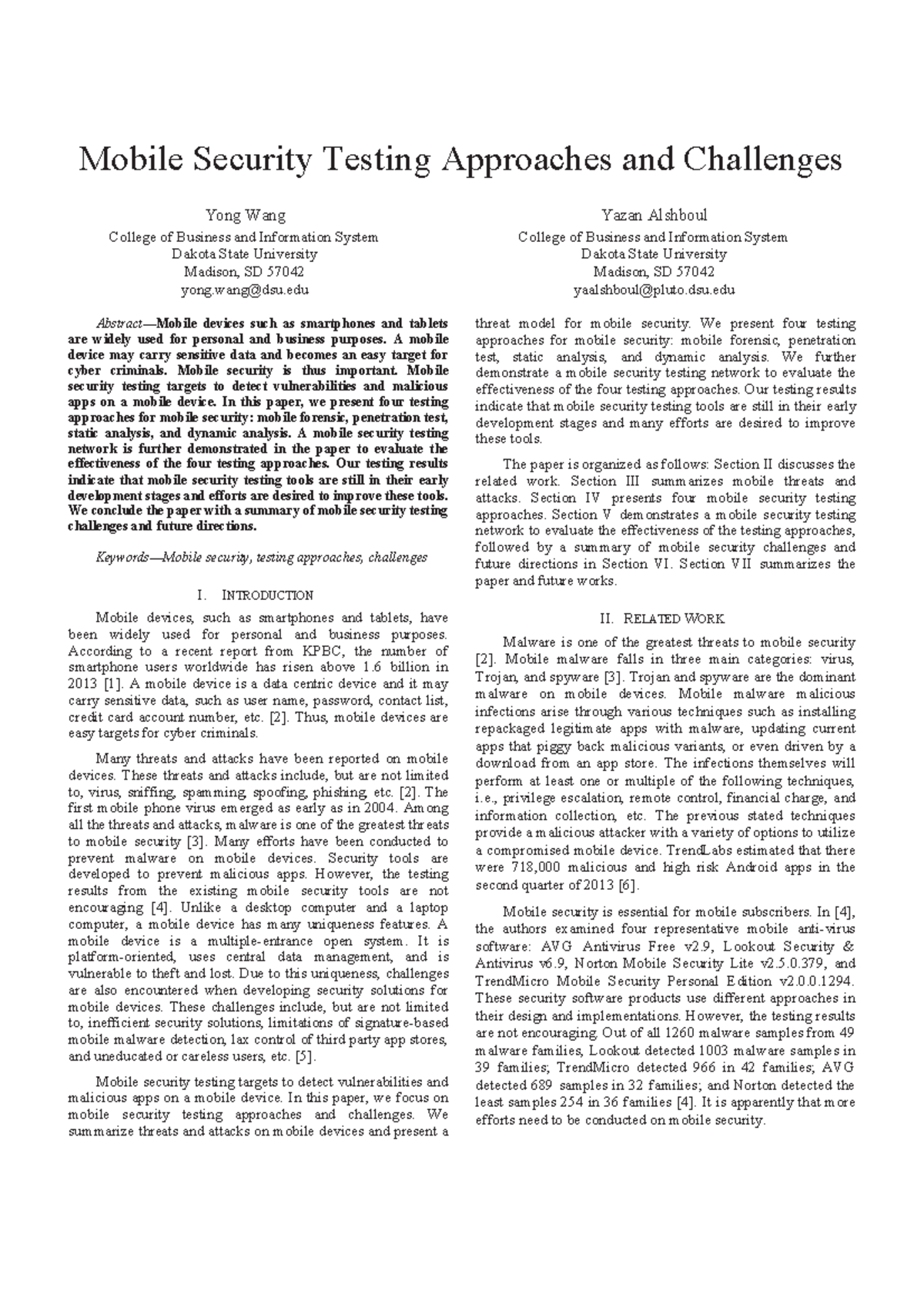 Mobile device tetsing paper - Mobile Security Testing Approaches and ...