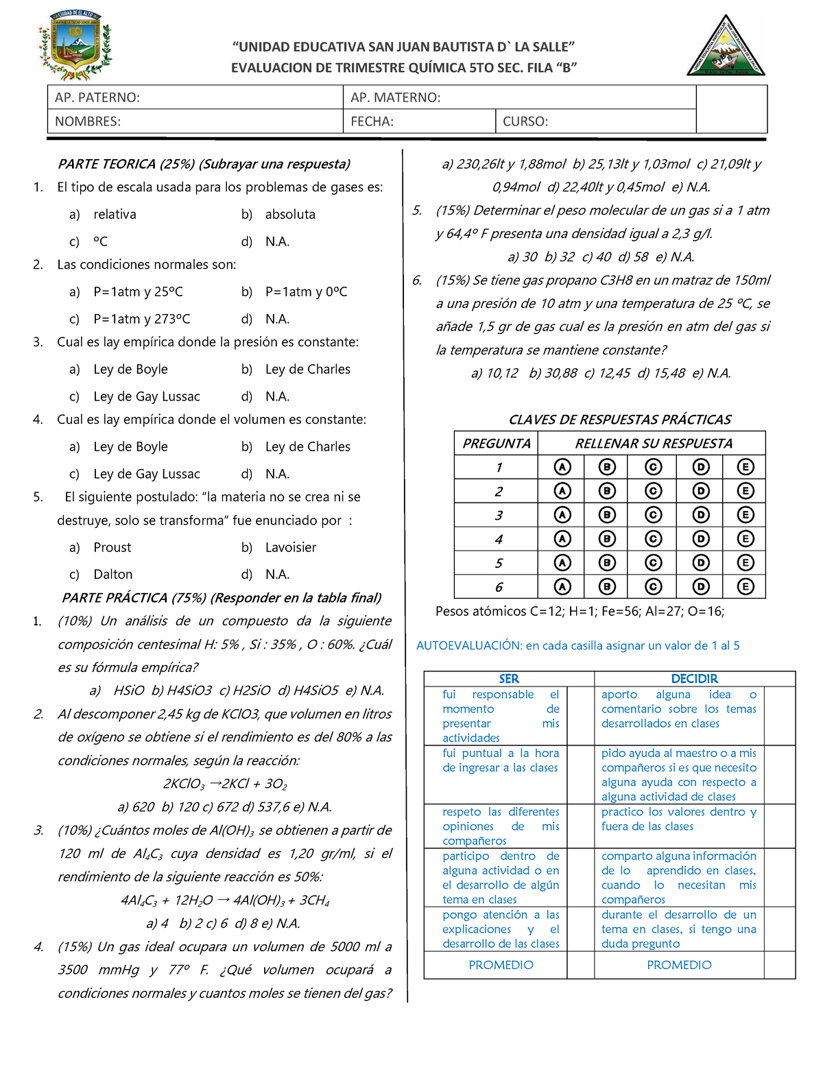 Examen Final 1er Trim B - “UNIDAD EDUCATIVA SAN JUAN BAUTISTA D` LA ...