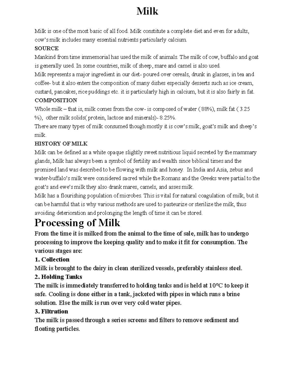 Milk - Milk - Milk Milk is one of the most basic of all food. Milk ...