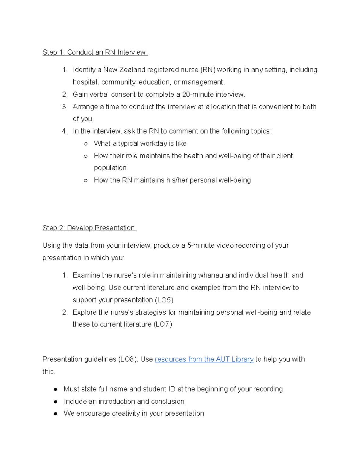 Verbal Presentation instructions - Step 1: Conduct an RN Interview ...