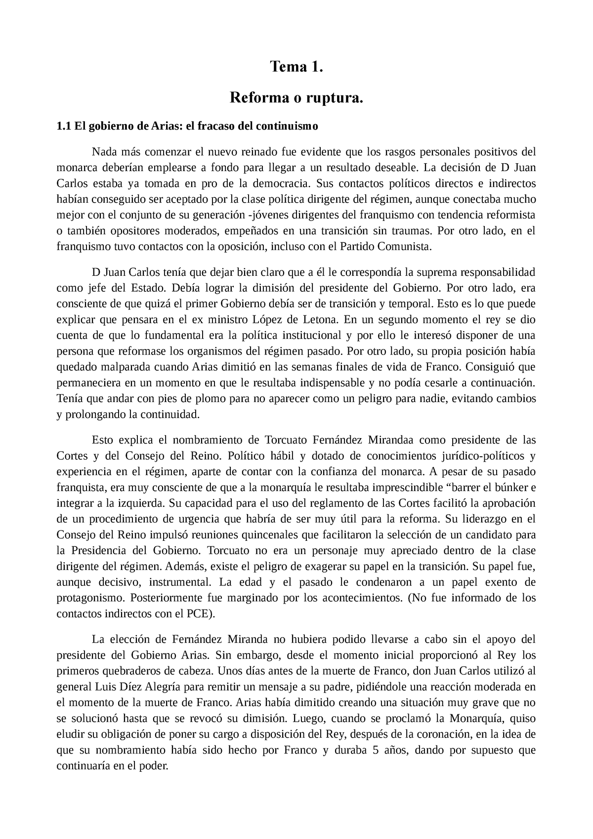 Apuntes Transicion Democracia Tema 1 Reforma O Ruptura 1 El Gobierno De Arias El Fracaso 2413