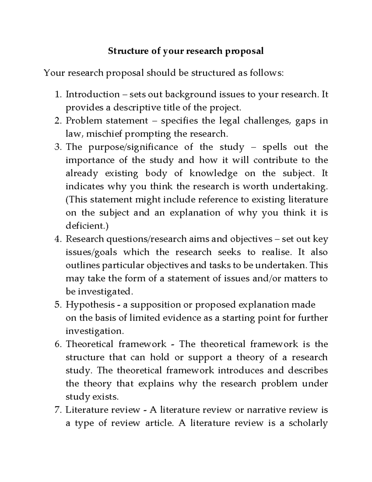 Structure of your research proposal - It provides a descriptive title ...