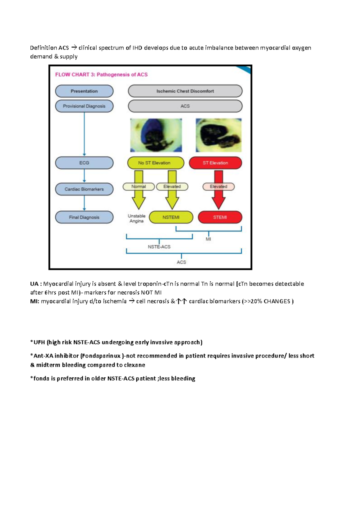 Acs notes acs Definition ACS → clinical spectrum of IHD develops
