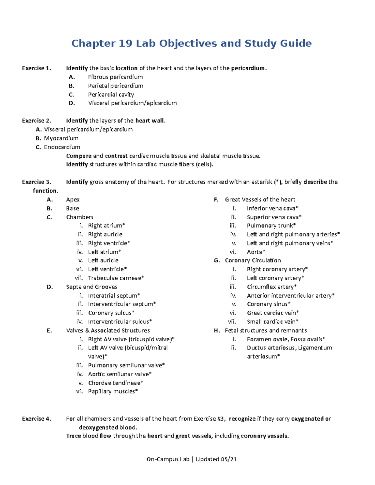 CH 19 Lab Objectives and Study Guide Chapter 19 Lab Objectives and