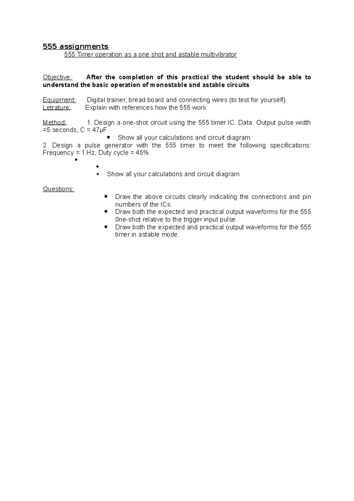 555 IC timer assignment EDS125B CUT Studocu