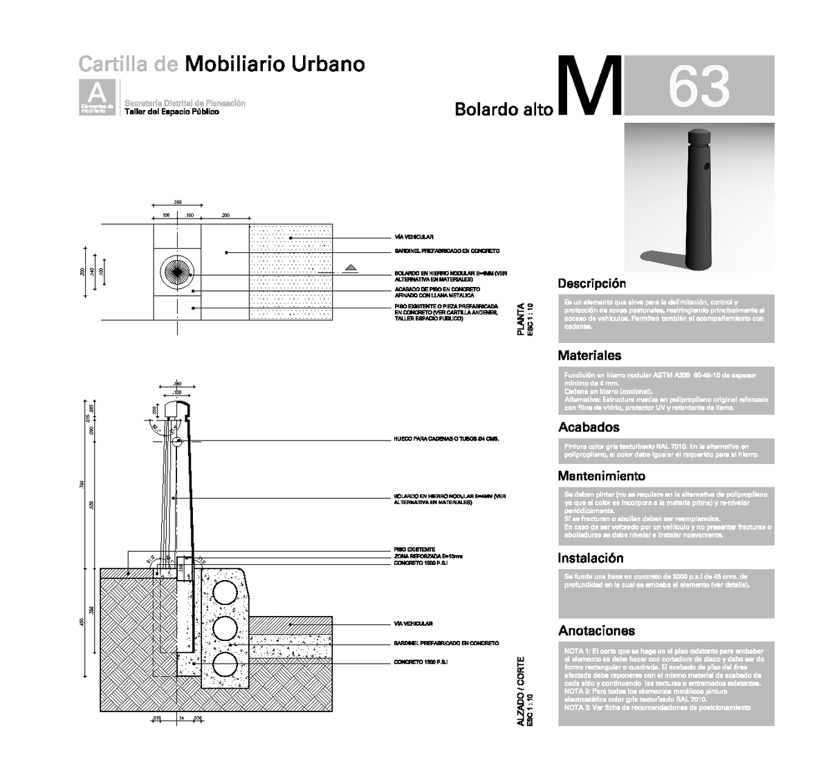 Bolardos - detalle - Arquitectura - Studocu
