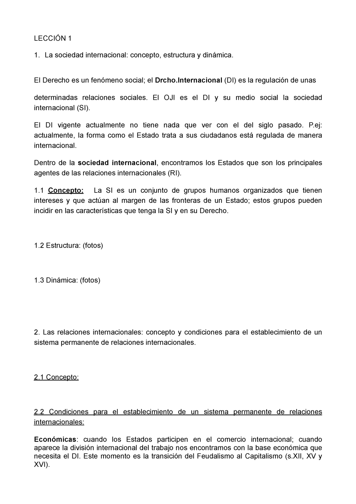 LeccióN 1 DI - Apuntes 1 - 1 1. La Sociedad Internacional: Concepto ...